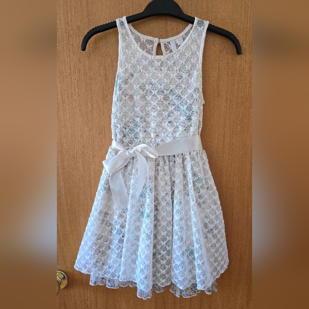 White Lace/Floral Disney Cinderella Girls Dress -  (Size 7/8)